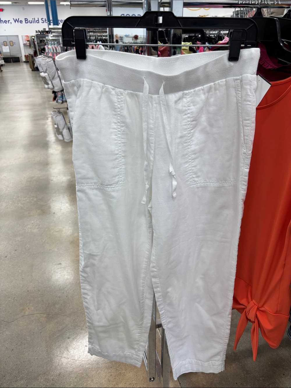 J. Jill White Cropped Drawstring Linen Blend Pants
